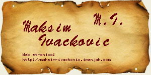 Maksim Ivačković vizit kartica